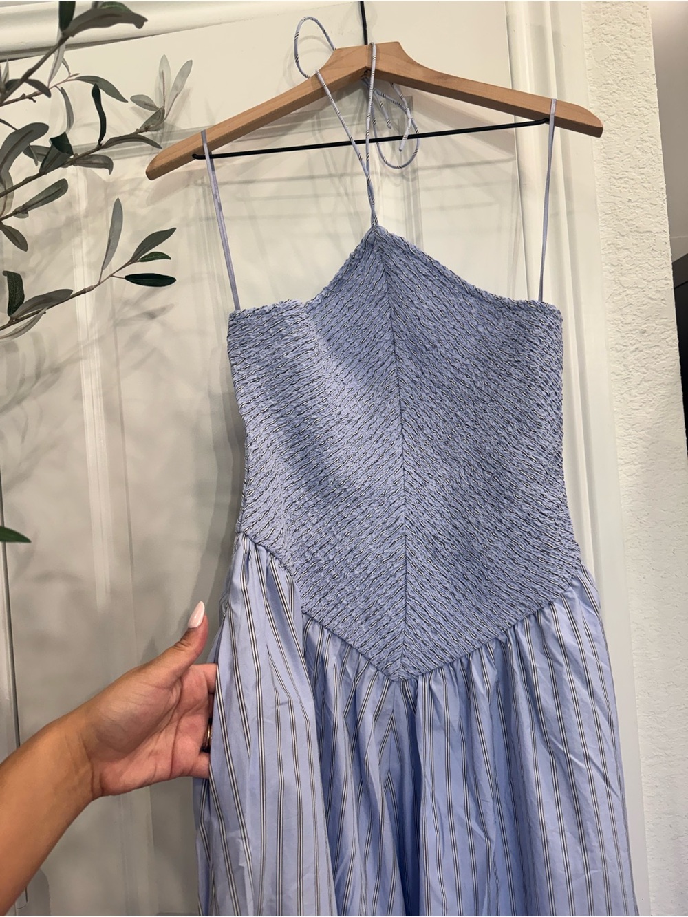 J. Crew Periwinkle Blue Midi Dress with Smocked Bodice - Picture 3 of 6
